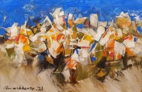 Mashkoor Raza, 24 x 36 Inch, Oil on Canvas, Abstract Painting, AC-MR-528